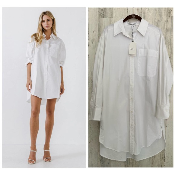 English Factory Women’s Classic Collared Shirt Dress Size Small White - Picture 1 of 9